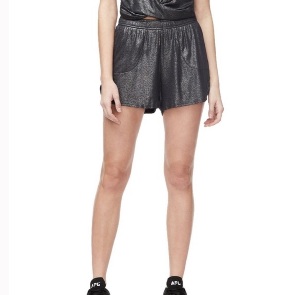 Good American Black Sparkle Running Shorts Small